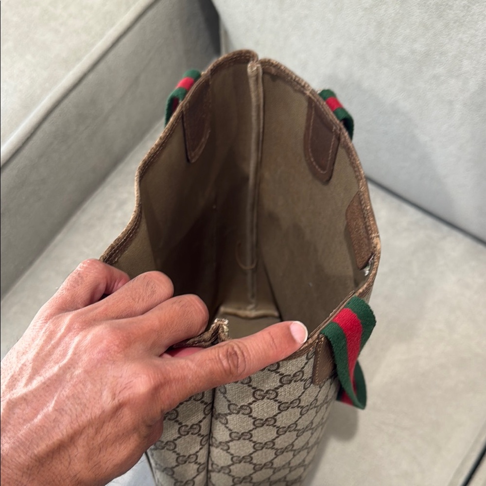 Gucci Cream and Brown Tote Bag with Iconic Monogram - Picture 9 of 10